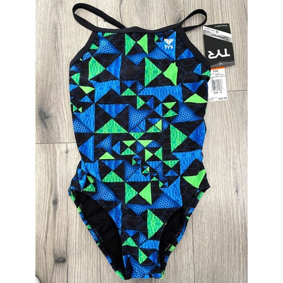 TYR Other - TYR DuraFast Elite Kaleidoscope DiamondFit One Piece Swimsuit Blue Green Size 16